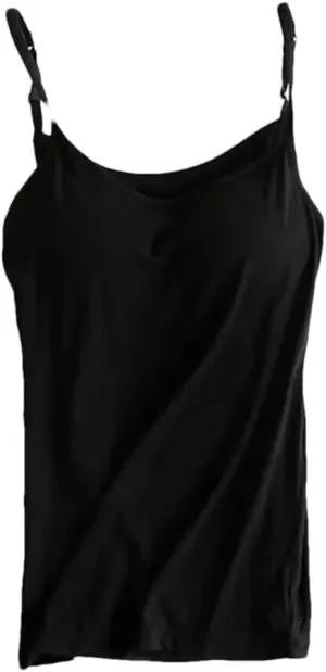 Women's Padded Bra Tank Top Spaghetti Strap Camisole With Built-In Bra Fitted Basic Solid Color Vest
