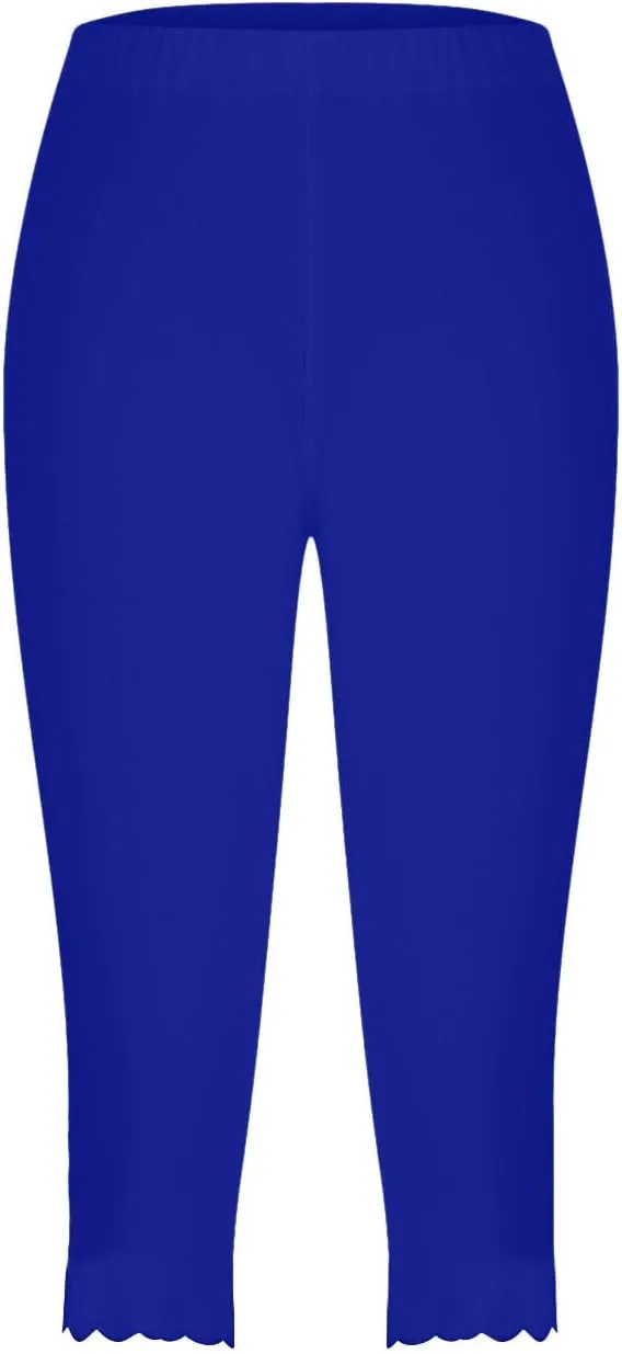Womens Summer Casual Capri Pants Elastic High Waist Cropped Trousers Slim Fit Straight Leg Joggers Workout Yoga