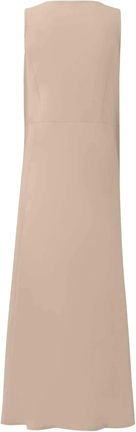 Womens Summer Linen Tank Dresses Casual Beach Floral Sleeveless Vacation Sundress Travel Outfits Cotton Maxi Dress