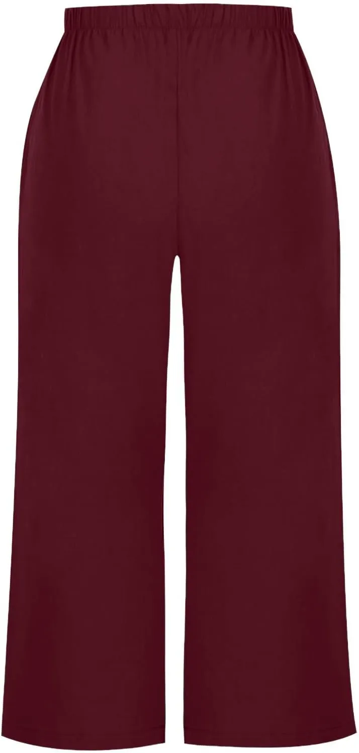 Women's Wide Leg Cropped Pants High Waist Cotton Linen Capris Pants Summer Vacation Fashion Outfit Casual Trousers