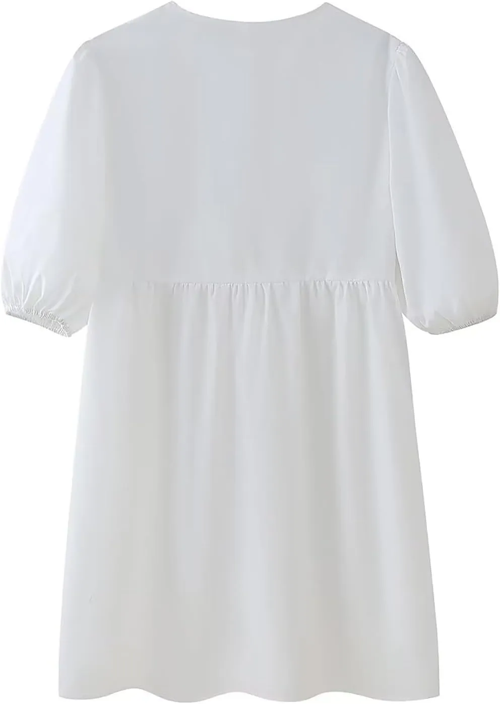 Womens Y2k Babydoll Mini Dress Short Puff Sleeve Bow Tie Front Peplum Dress Cute Loose Fit High Waist Short Dresses