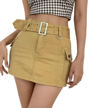 XBTCLXEBCO Girls Women High Waist Denim Skirts Casual A-Line Pleated Ruffled Mini Denim Skirt Flared Short Skater Skirt