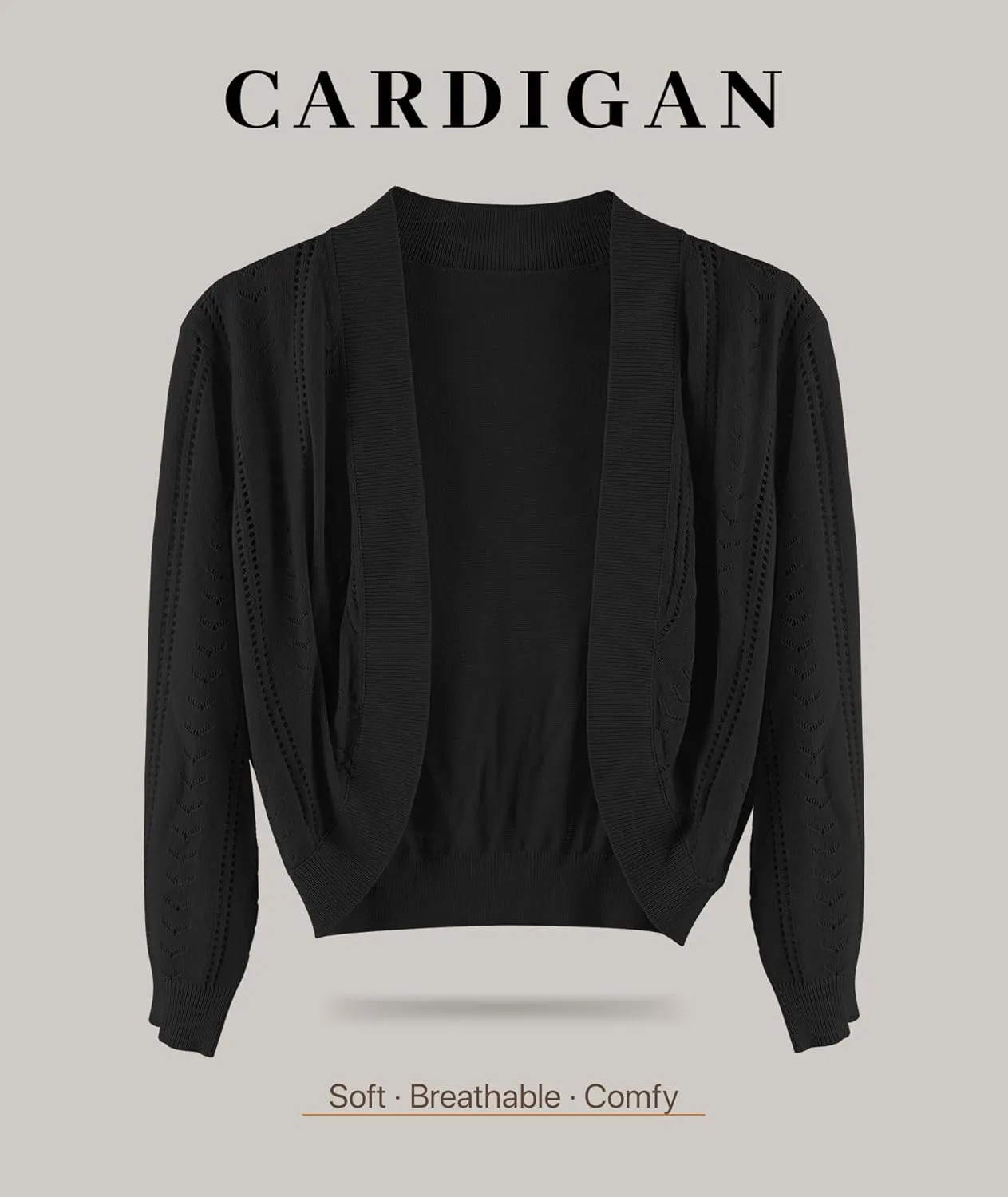 YADIFEN Women's 3/4 Sleeve Cropped Cardigan Open Front Lightweight Bolero Shrugs for Evening Dresses