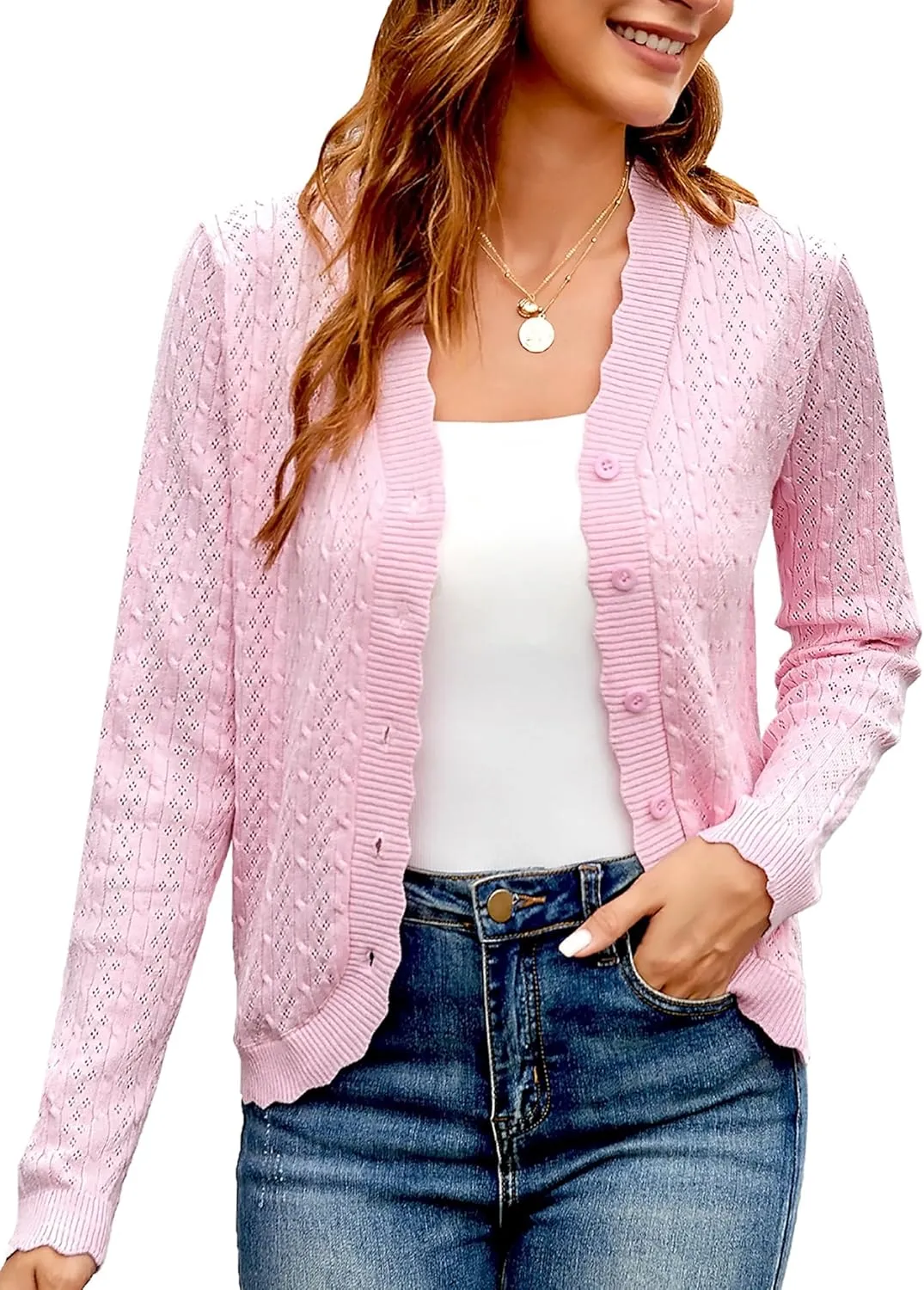 Yekaty Womens Lightweight Button Down Cropped Cardigan Sweater Summer Crochet Tops Shrug for Dresses