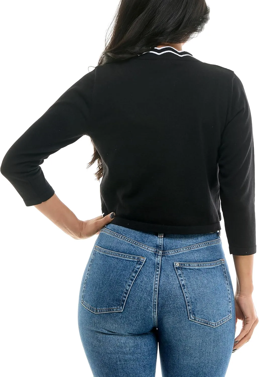 Zac & Rachel Women's 3/4 Sleeve Open Faced Shrug with Tiered Scallop Details