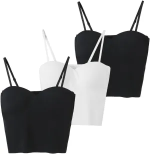 Zcargel Womens Tank Tops Solid Spaghetti Straps Stretch Underwear Build in Shelf Bra Camisoles Sexy Shaper Compression Top
