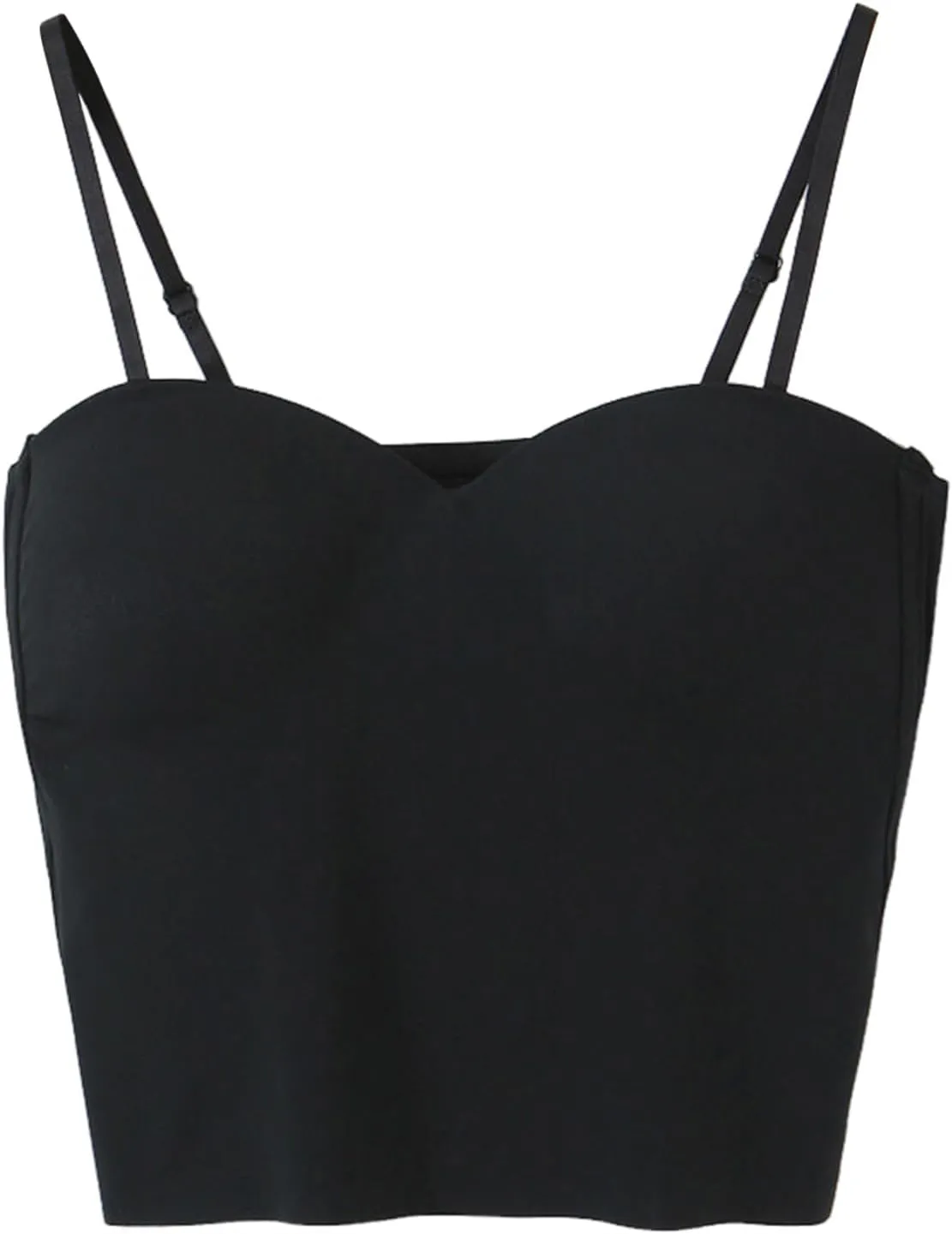 Zcargel Womens Tank Tops Solid Spaghetti Straps Stretch Underwear Build in Shelf Bra Camisoles Sexy Shaper Compression Top