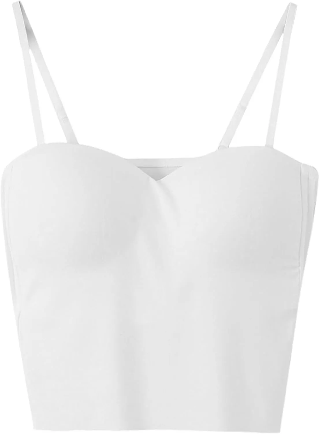 Zcargel Womens Tank Tops Solid Spaghetti Straps Stretch Underwear Build in Shelf Bra Camisoles Sexy Shaper Compression Top