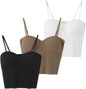 Zcargel Womens Tank Tops Solid Spaghetti Straps Stretch Underwear Build in Shelf Bra Camisoles Sexy Shaper Compression Top