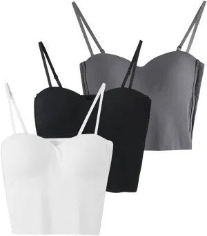 Zcargel Womens Tank Tops Solid Spaghetti Straps Stretch Underwear Build in Shelf Bra Camisoles Sexy Shaper Compression Top