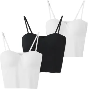 Zcargel Womens Tank Tops Solid Spaghetti Straps Stretch Underwear Build in Shelf Bra Camisoles Sexy Shaper Compression Top