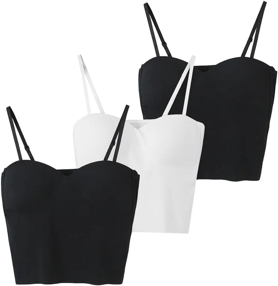 Zcargel Womens Tank Tops Solid Spaghetti Straps Stretch Underwear Build in Shelf Bra Camisoles Sexy Shaper Compression Top