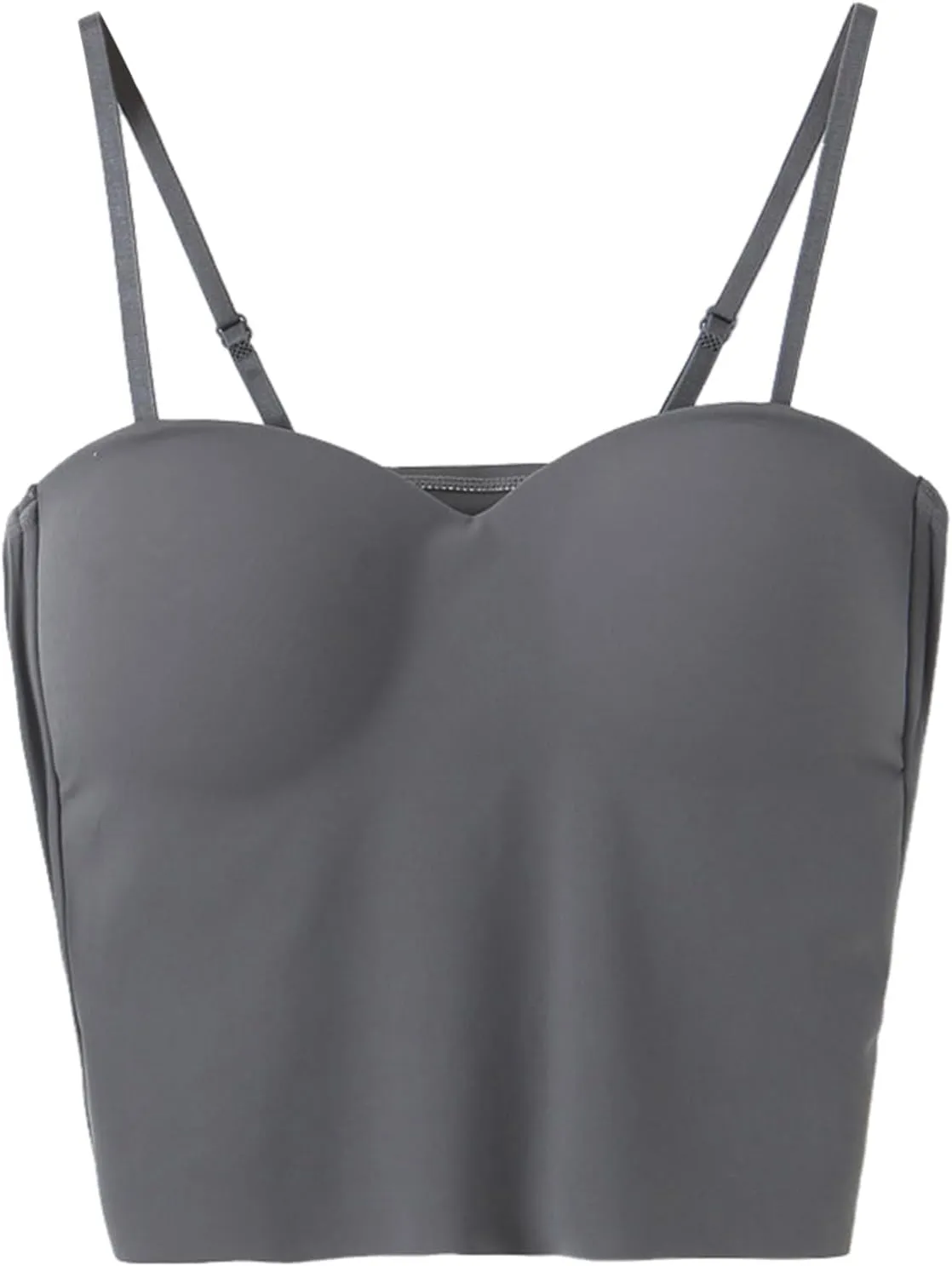 Zcargel Womens Tank Tops Solid Spaghetti Straps Stretch Underwear Build in Shelf Bra Camisoles Sexy Shaper Compression Top