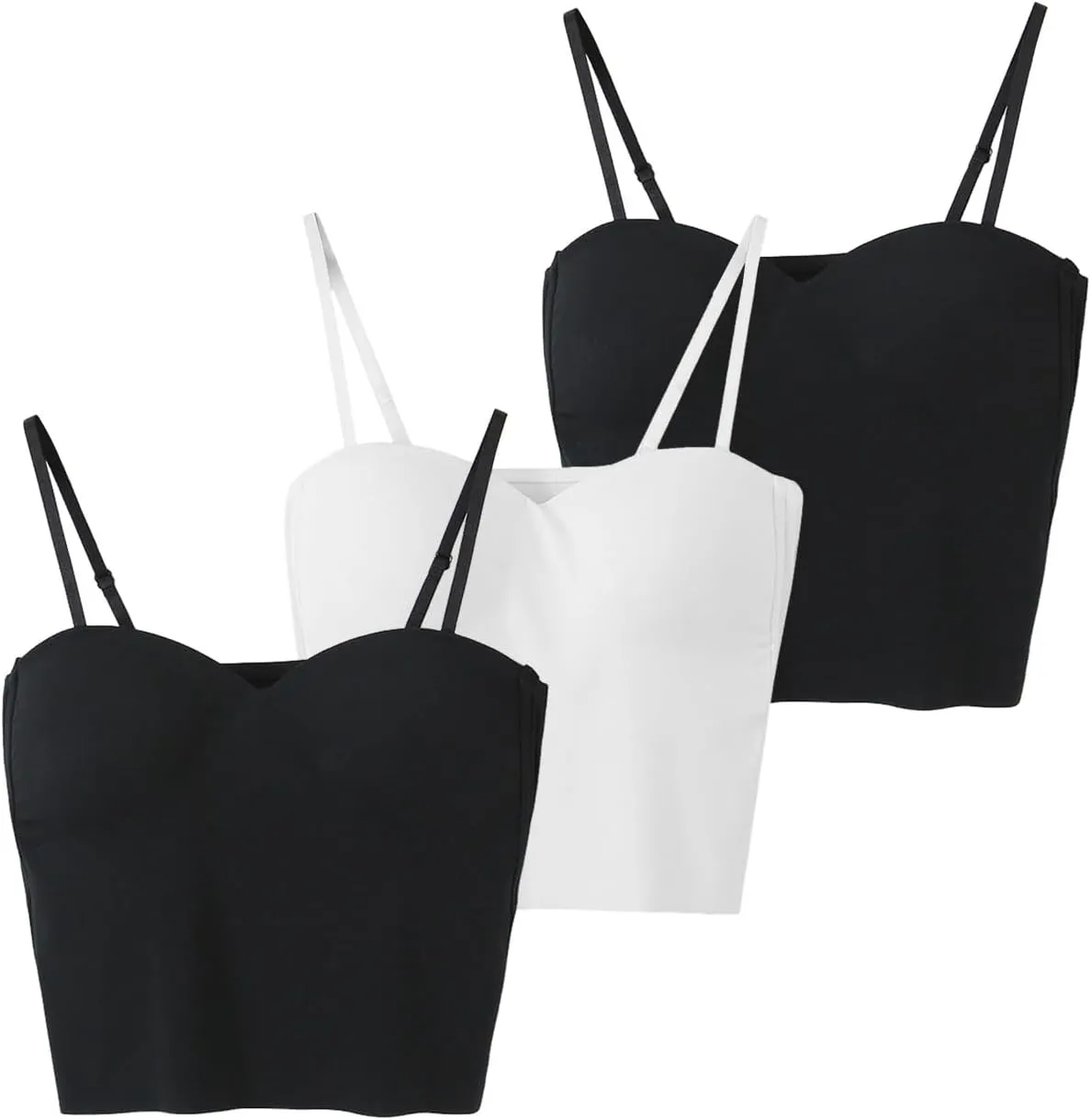 Zcargel Womens Tank Tops Solid Spaghetti Straps Stretch Underwear Build in Shelf Bra Camisoles Sexy Shaper Compression Top