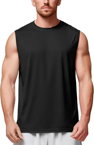 Zengjo Mens Tank Tops Workout Quick Dry Sleeveless Shirts for Gym Running Athletic Loose Muscle Tanks