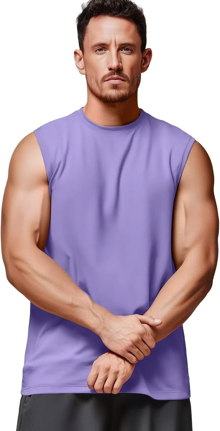 Zengjo Mens Tank Tops Workout Quick Dry Sleeveless Shirts for Gym Running Athletic Loose Muscle Tanks