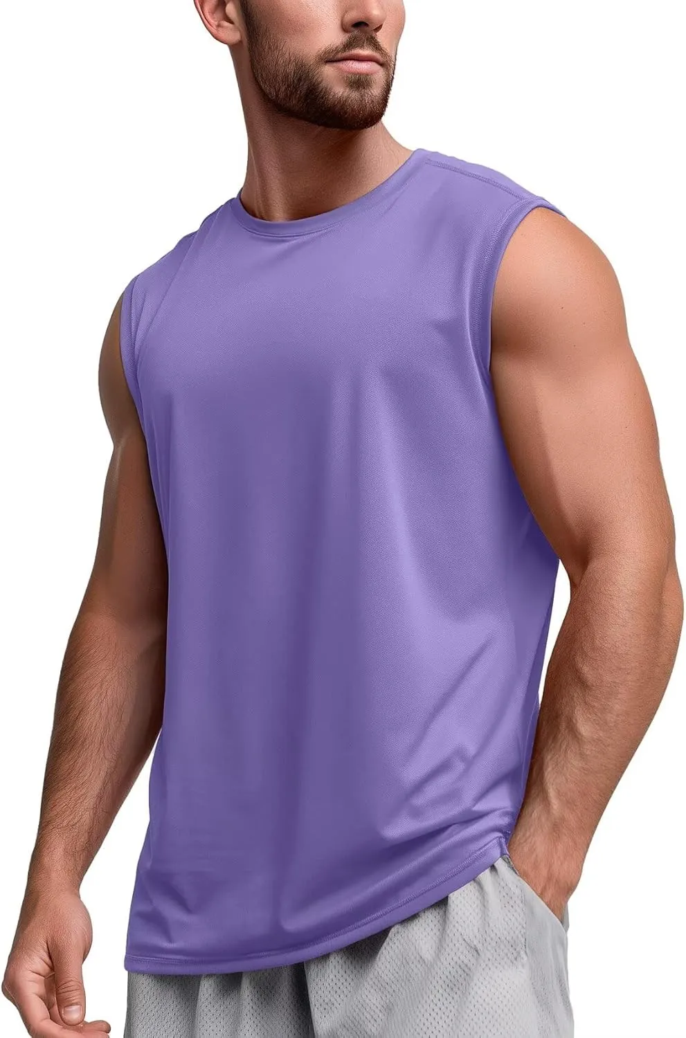 Zengjo Mens Tank Tops Workout Quick Dry Sleeveless Shirts for Gym Running Athletic Loose Muscle Tanks