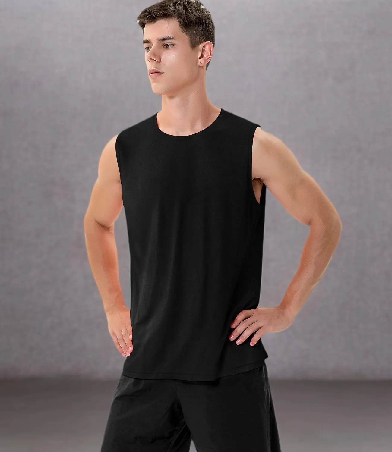 Zengjo Mens Tank Tops Workout Quick Dry Sleeveless Shirts for Gym Running Athletic Loose Muscle Tanks