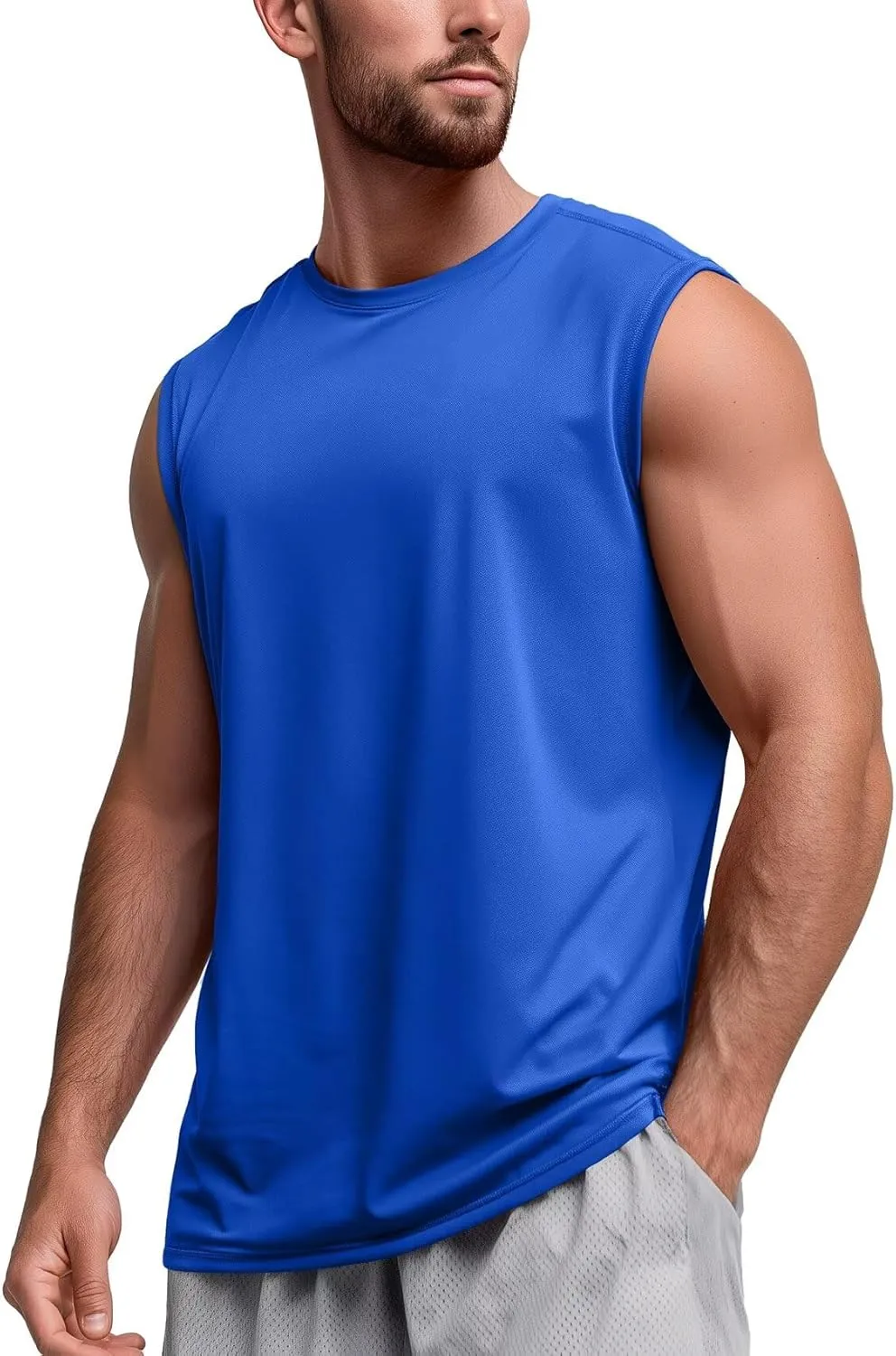 Zengjo Mens Tank Tops Workout Quick Dry Sleeveless Shirts for Gym Running Athletic Loose Muscle Tanks