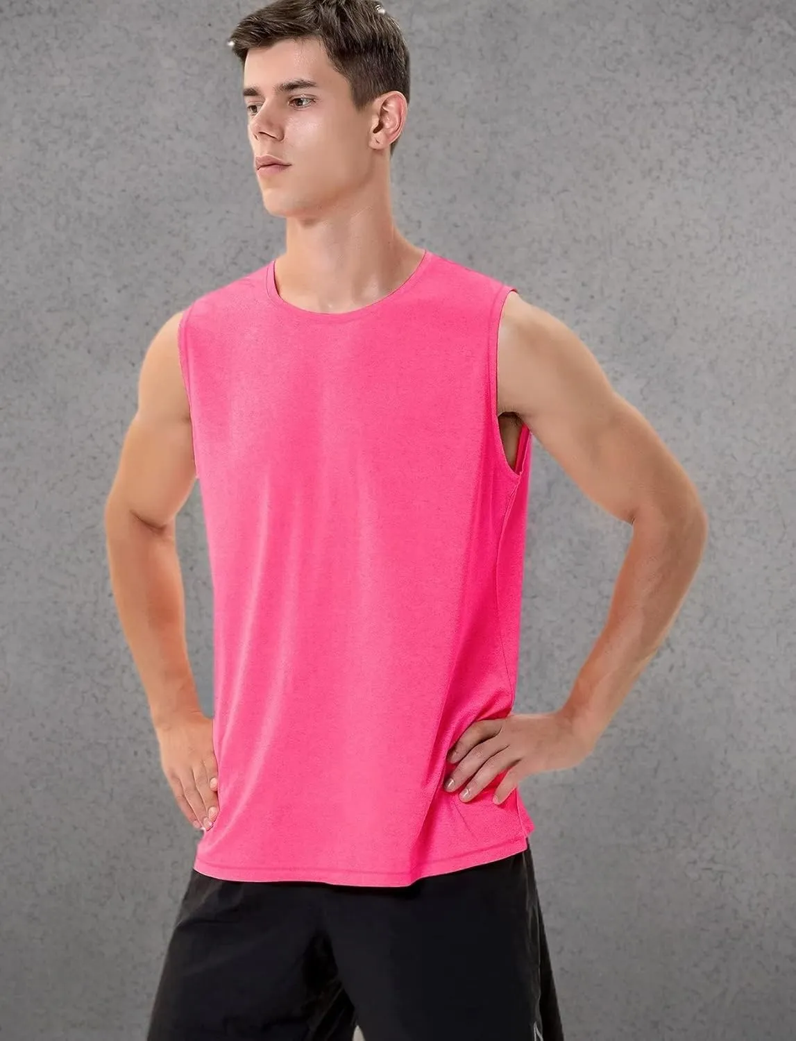 Zengjo Mens Tank Tops Workout Quick Dry Sleeveless Shirts for Gym Running Athletic Loose Muscle Tanks