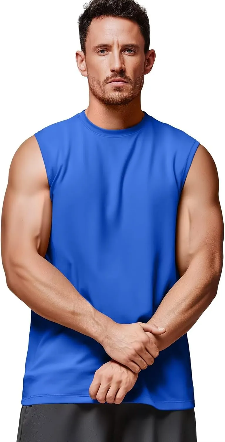 Zengjo Mens Tank Tops Workout Quick Dry Sleeveless Shirts for Gym Running Athletic Loose Muscle Tanks