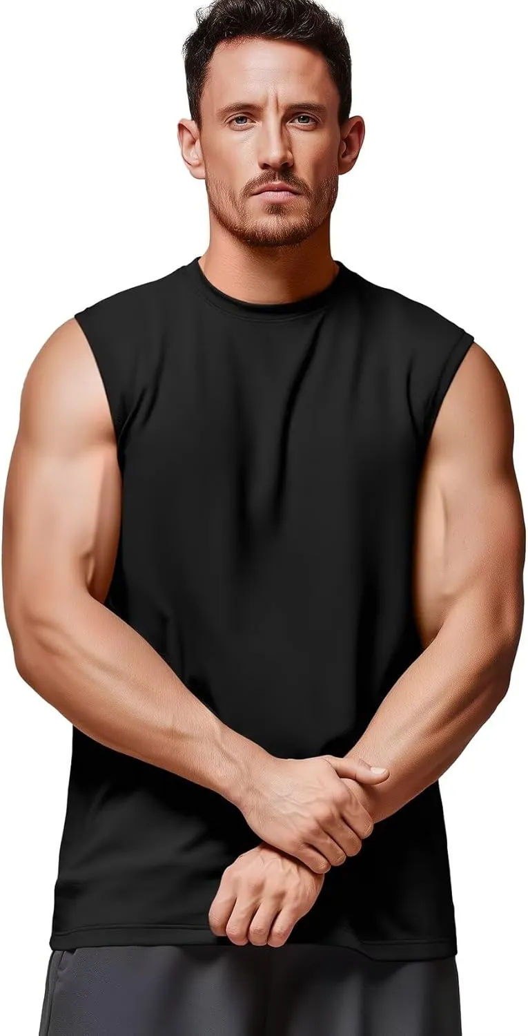 Zengjo Mens Tank Tops Workout Quick Dry Sleeveless Shirts for Gym Running Athletic Loose Muscle Tanks