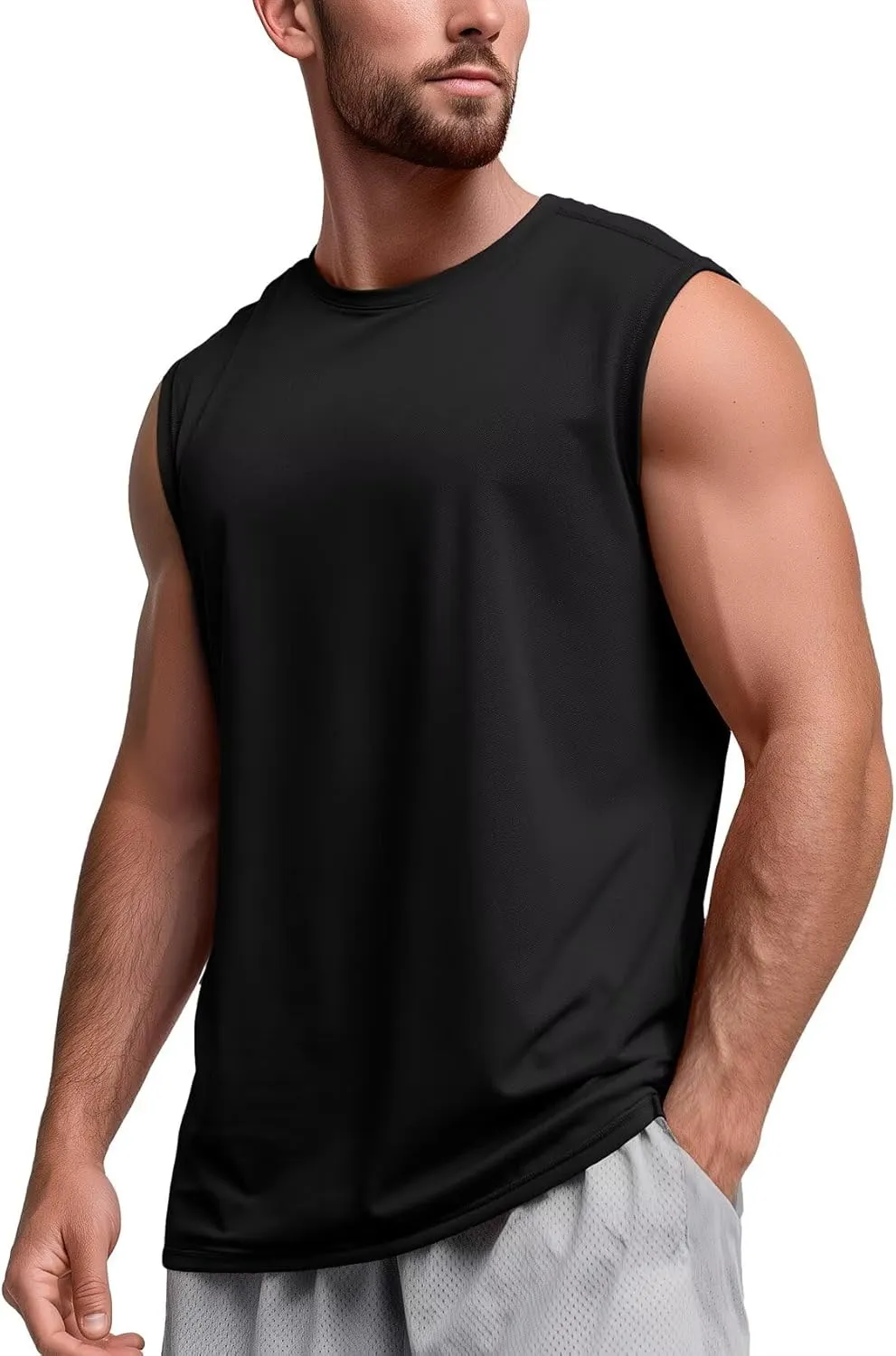 Zengjo Mens Tank Tops Workout Quick Dry Sleeveless Shirts for Gym Running Athletic Loose Muscle Tanks