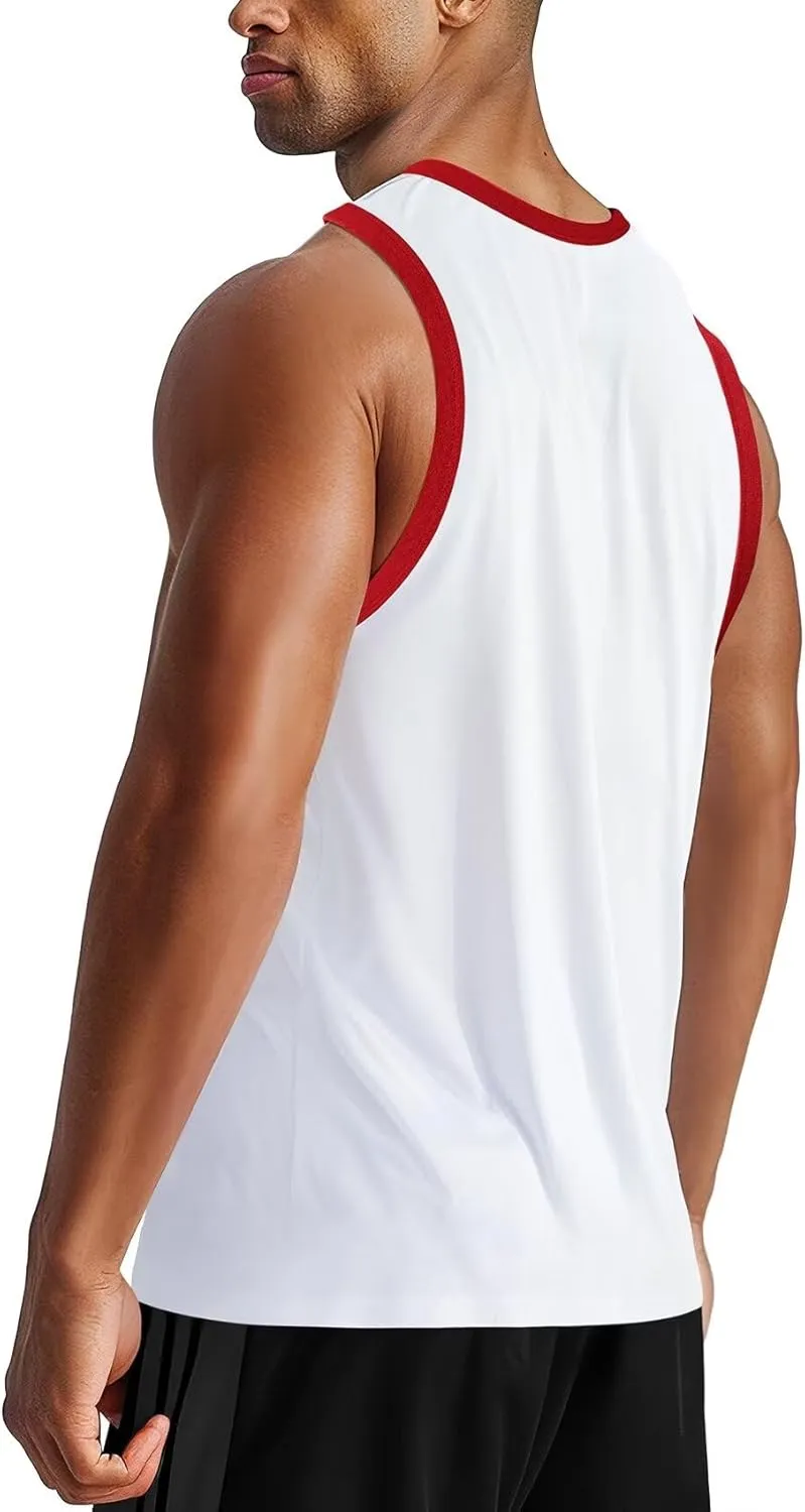 Zengjo Tank Tops for Men Athletic Jersey Ringer Tanks for Sports Sleeveless Shirts