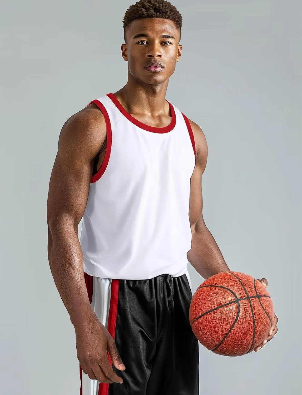 Zengjo Tank Tops for Men Athletic Jersey Ringer Tanks for Sports Sleeveless Shirts